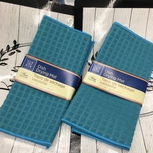 2X Turquoise Dry Dish Mats